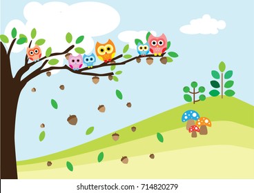 Cute owl cartoon Vector
