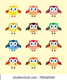 cute owl cartoon vector collection