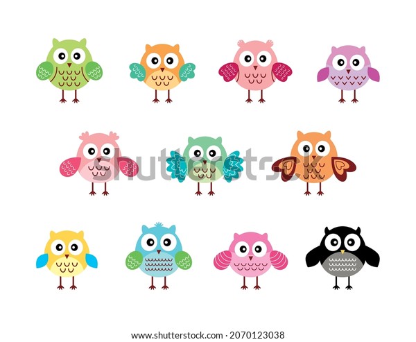 Cute Owl Cartoon Vector Collection Stock Vector (Royalty Free ...