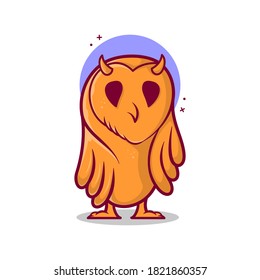 Ilustración del icono del vector de dibujos animados de búho. Vector Premium Aislado con Concepto De Icono Animal. Estilo de dibujo plano