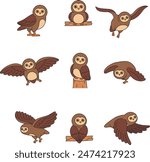 cute owl cartoon vector illustration