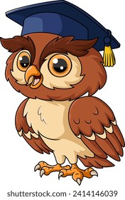 Cute owl cartoon wearing graduation cap