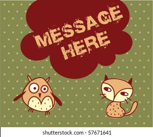 cute owl cat couple