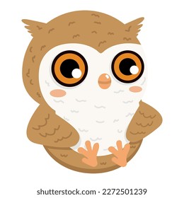 Cute owl character cartoon bird doodle