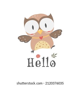Cute Owl character clipart in cartoon style