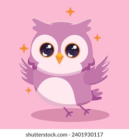 Cute Owl Character Design Illustration