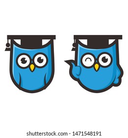cute owl character mascot design with graduation hat for education mascot