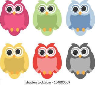 cute owl character set