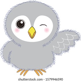 
A cute owl character that winks and spreads wings