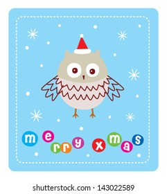 cute owl in christmas