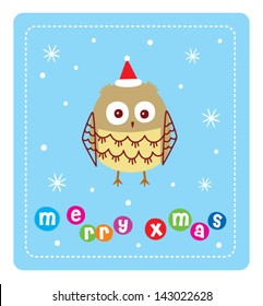 cute owl in christmas