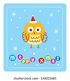 cute owl in christmas