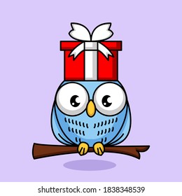 Cute owl with Christmas costume