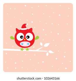 cute owl in christmas holiday