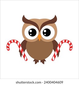 cute owl Christmas seasonal illustration