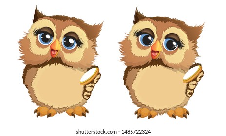 Cute Owl Clock Cartoon Vector Illustration Stock Vector (Royalty Free ...