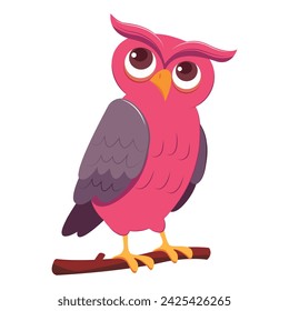 Cute owl of colorful set. Its colorful feathers and expressive features capturing attention and imagination against the pure white canvas. Vector illustration.