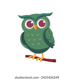 Cute owl of colorful set. A funny owl comes to life in a riot of colors, its quirky design adding a touch of delight to any space against a backdrop of crisp white. Vector illustration.