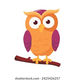 Cute owl of colorful set. This design showcases a delightful and colorful portrayal of a funny owl, meticulously crafted to bring a pop of charm and cheerfulness. Vector illustration.