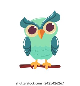 Cute owl of colorful set. This illustration of a funny owl in a colorful style pops against a clean white background, capturing attention with its playful charm. Vector illustration.