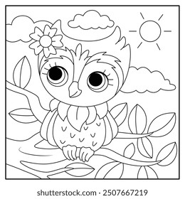 Cute owl coloring pages for kids