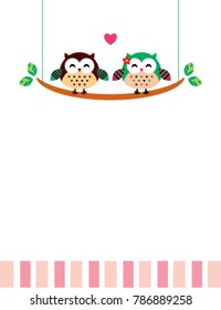 cute owl couple valentine greeting