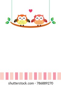 cute owl couple valentine greeting