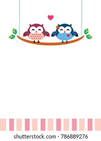 cute owl couple valentine greeting