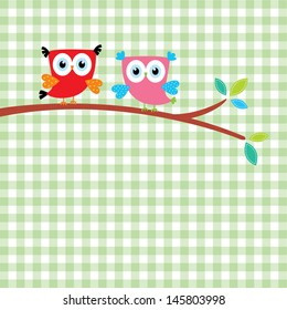 cute owl couple vector