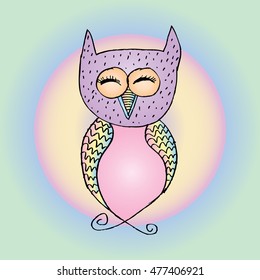 Cute owl. Decorative style.