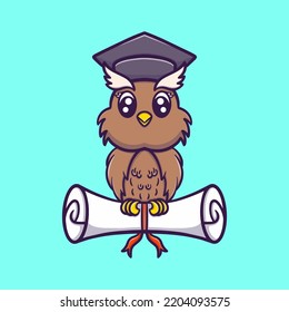 lindo búho haciendo graduación dibujos animados ilustraciones vectoriales
