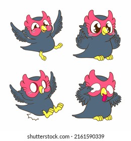 cute owl doodle sticker, owl illustration