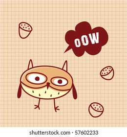 cute owl doodle tag