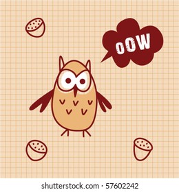 cute owl doodle tag