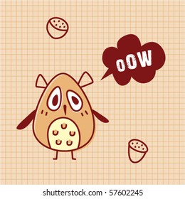 cute owl doodle tag