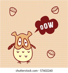 cute owl doodle tag