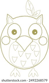 Cute owl with embroidery effect
