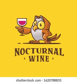 Cute Owl enjoy the wine 