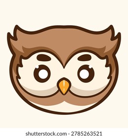 Cute Owl Face Bird Illustration for Education and Apparel Kids Design Element