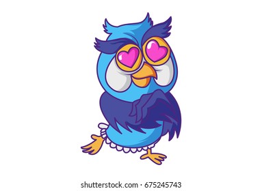 Cute Owl feeling loved. Vector Illustration. Isolated on white background.