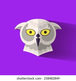 cute owl flat icon vector illustration
