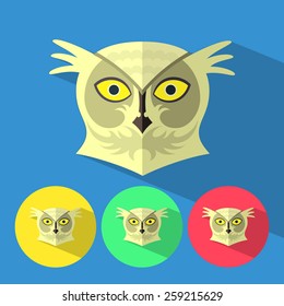 cute owl flat icon vector illustration