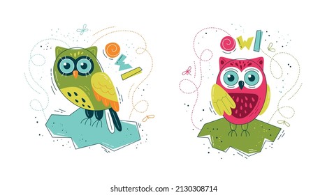 Oveja con estilo plano - conjunto de impresiones. Ilustración vectorial al estilo escandinavo. Concepto para niños, impresión para bebés.