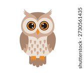 Cute owl flat vector illustration isolated on white background