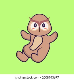 Cute owl is flying. Animal cartoon concept isolated. Can used for t-shirt, greeting card, invitation card or mascot.