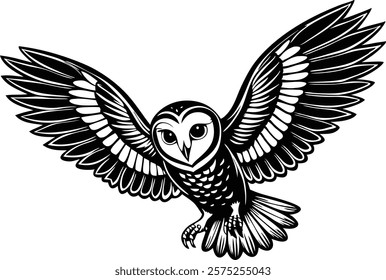  Cute owl in front of white background vector art illustration 