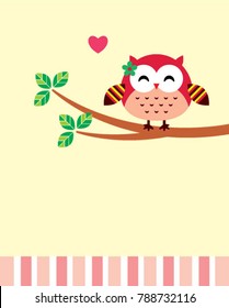 cute owl girl valentine greeting vector