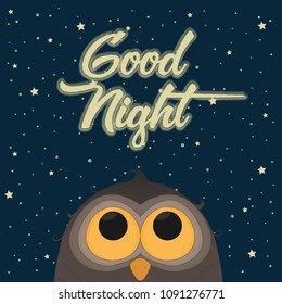 Cute Owl. Good Night Concept. Vector Illustration EPS10