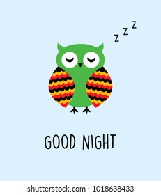 cute owl good night nursery poster vector