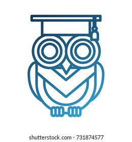 cute owl with graduation hat school learn